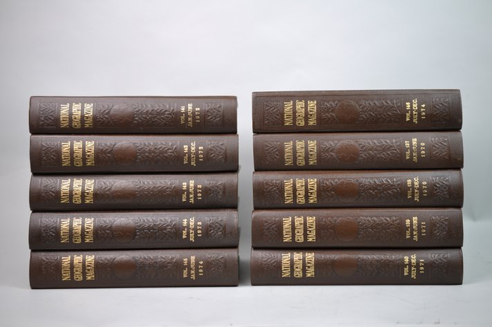 Vol. 137-146 National Geographic 1970-1974 Brown Leather Bound