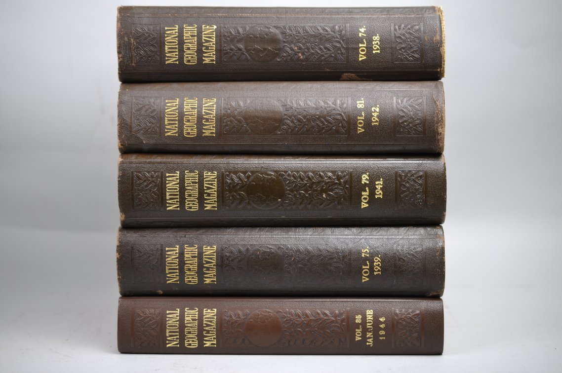Assortment of Original Leather Bound National Geographics, photo 2 of 7