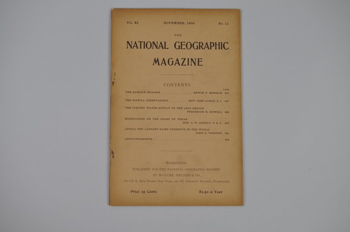 Vol. XI No.11 – November 1900 National Geographic
