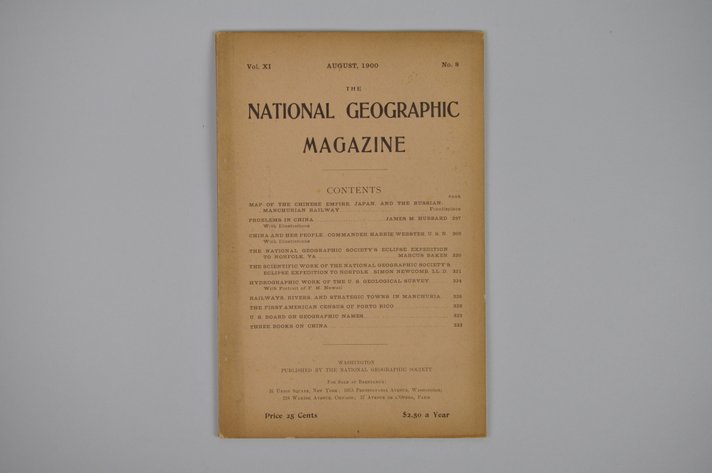 Vol. XI No.8 – August 1900 National Geographic