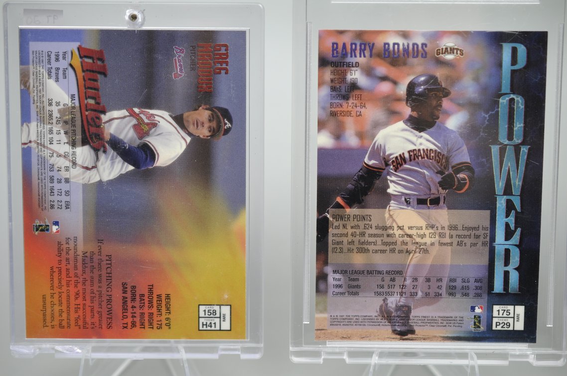 1997 Maddux, Bonds, Ripken, & McGwire Cards, photo 5 of 6