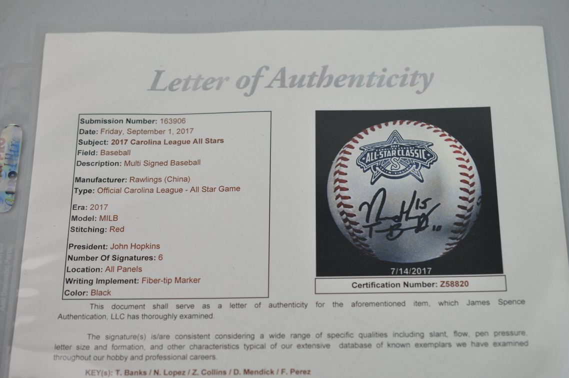 2017 Carolina League All-Stars Signed Baseball, photo 10 of 11