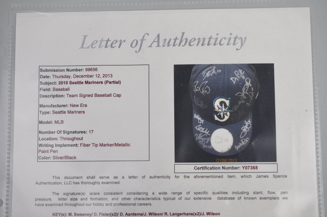 2010 Mariners Signed Hat w/LOA, photo 15 of 16