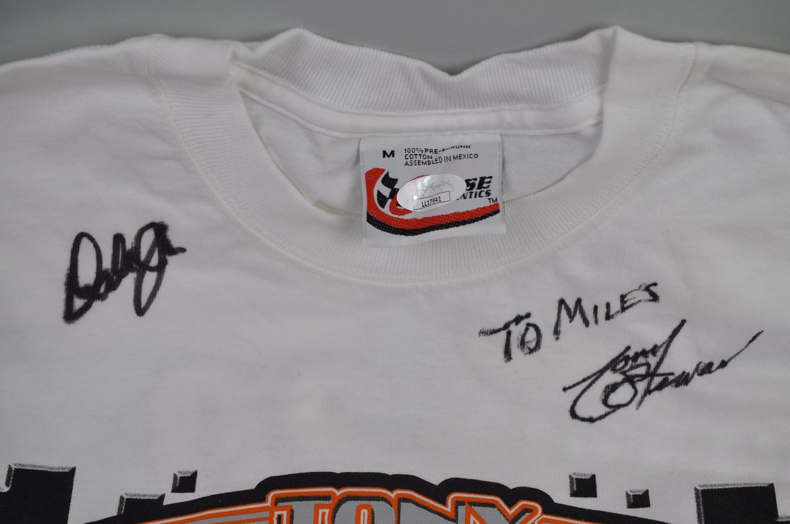 Dale Jr. Autograph on Tony Stewart T-Shirt, photo 2 of 7