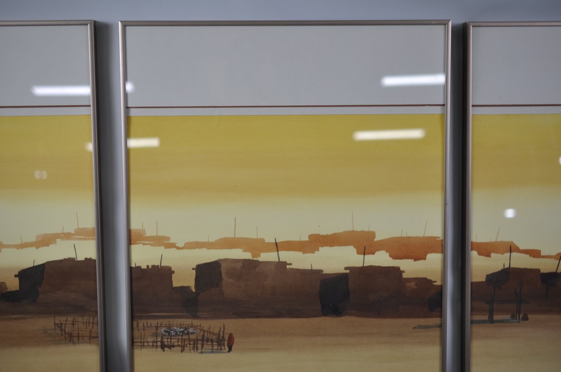 Signed Fred Ken Knight Three Panel Watercolor Painting, photo 4 of 17