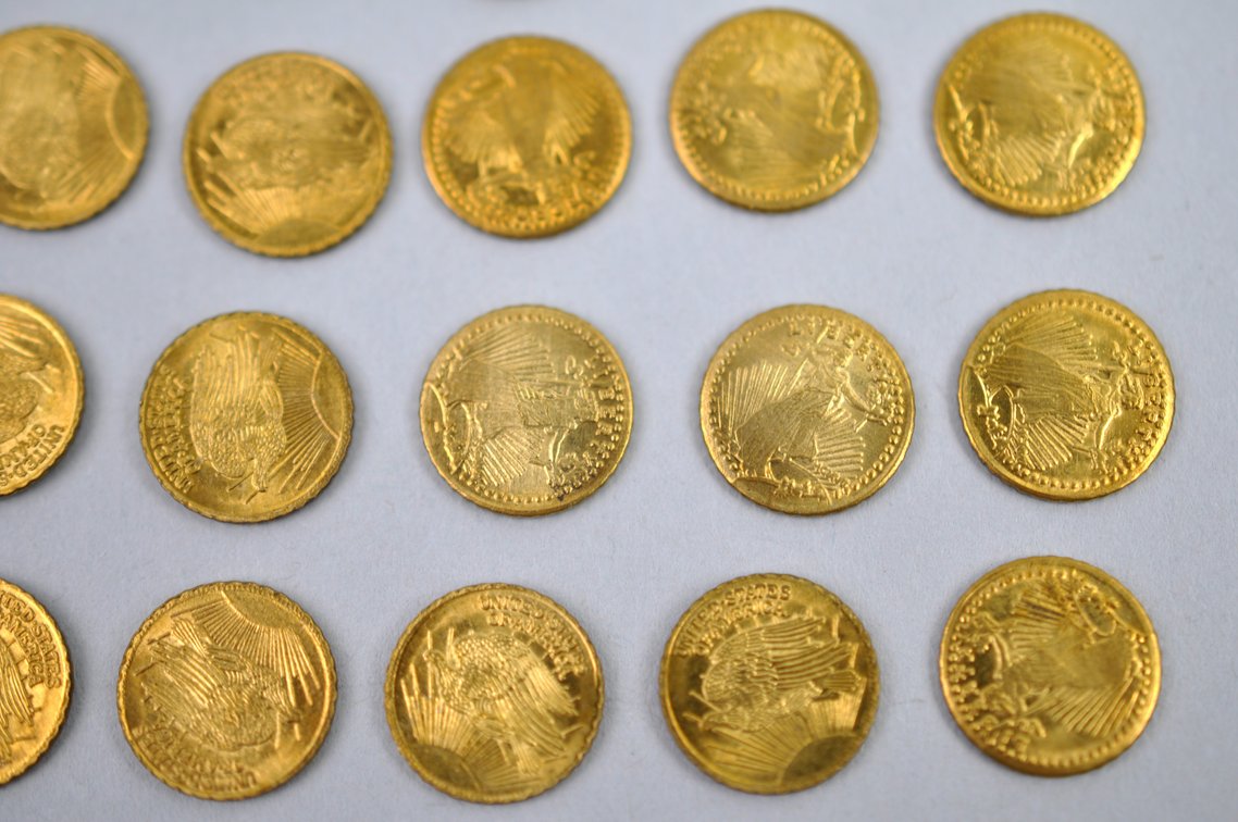 1933 Gold Plated $20 Walking Liberty Copy Coins, photo 5 of 6