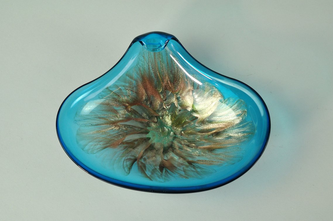 Murano Blue and Gold Glass Bowl, photo 2 of 13