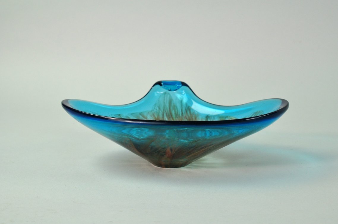 Murano Blue and Gold Glass Bowl, photo 6 of 13