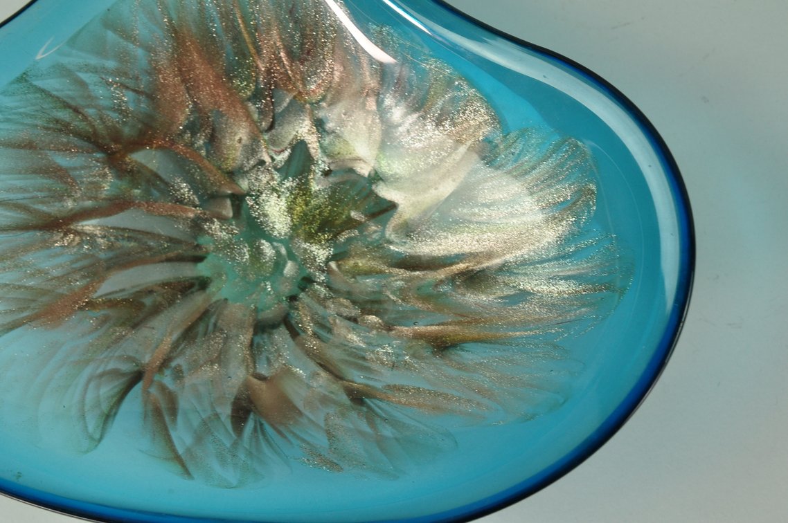 Murano Blue and Gold Glass Bowl, photo 5 of 13