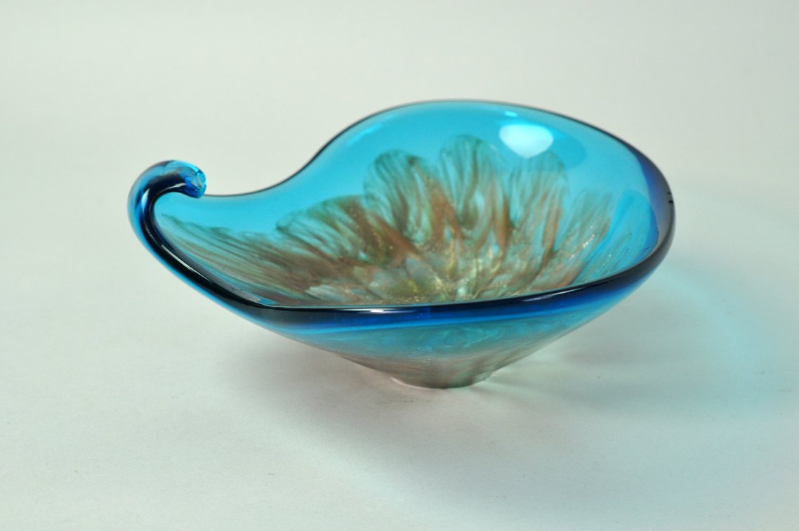 Murano Blue and Gold Glass Bowl, photo 10 of 13