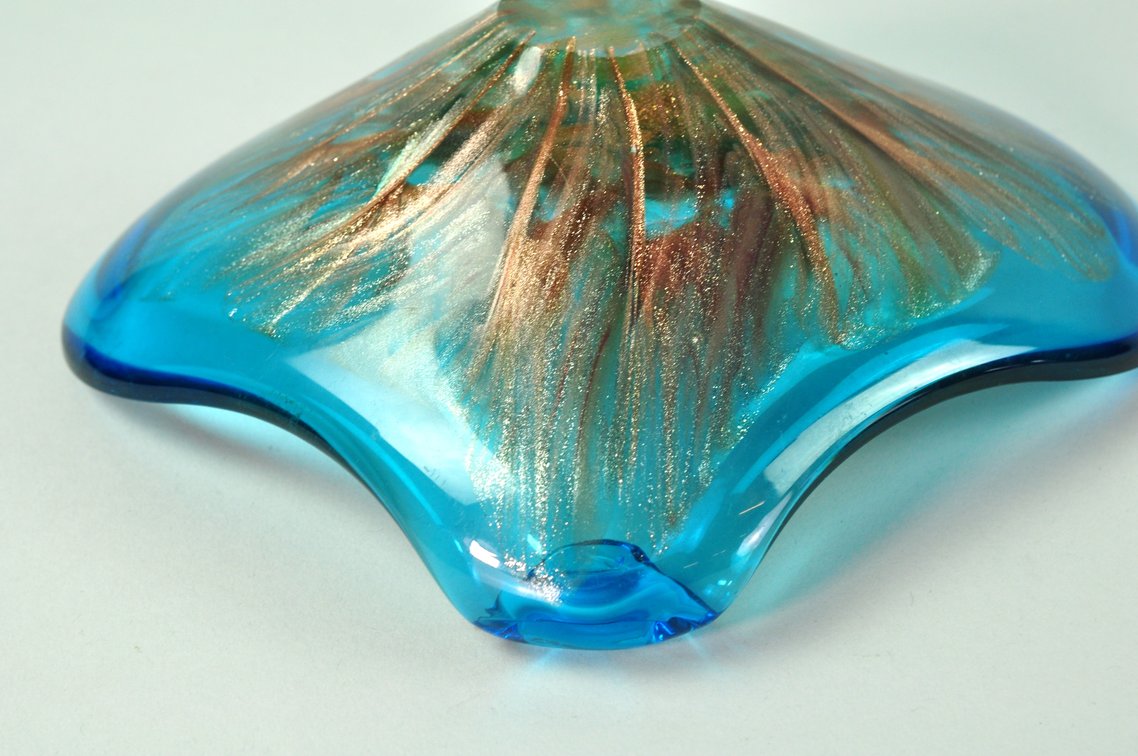Murano Blue and Gold Glass Bowl, photo 11 of 13