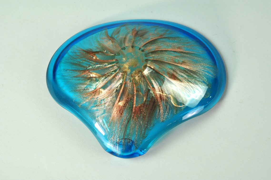 Murano Blue and Gold Glass Bowl, photo 12 of 13