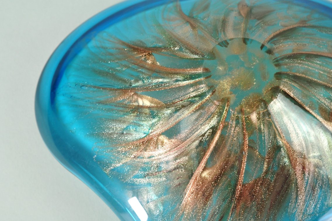 Murano Blue and Gold Glass Bowl, photo 13 of 13