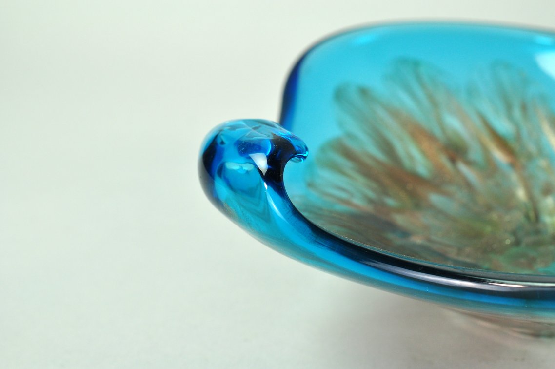 Murano Blue and Gold Glass Bowl, photo 9 of 13