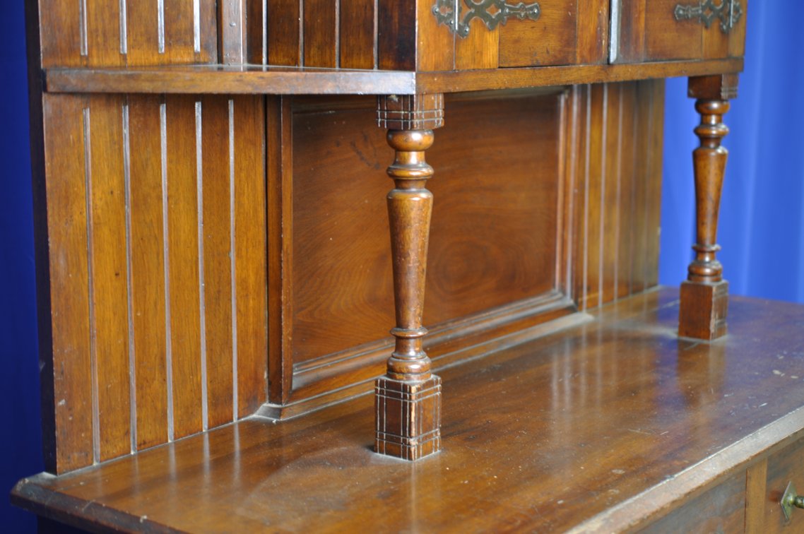 Vintage Wooden Sideboard with Decorative Tile Insets, photo 14 of 33