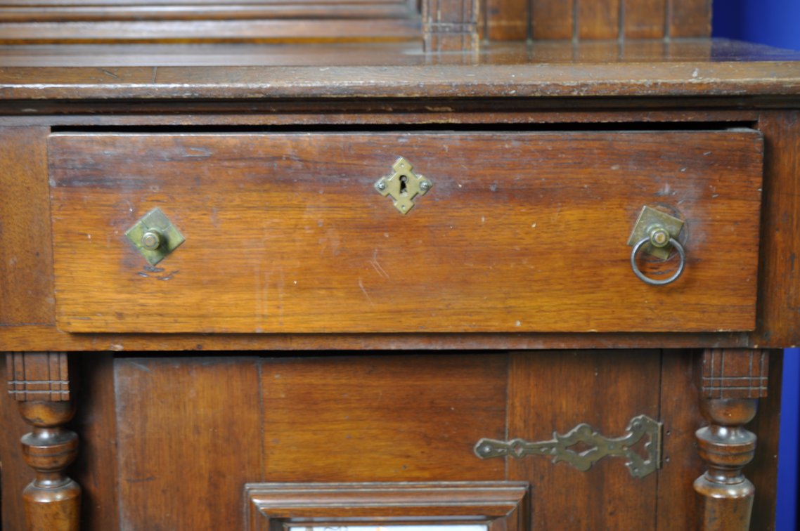 Vintage Wooden Sideboard with Decorative Tile Insets, photo 24 of 33