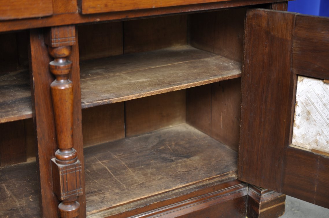 Vintage Wooden Sideboard with Decorative Tile Insets, photo 29 of 33