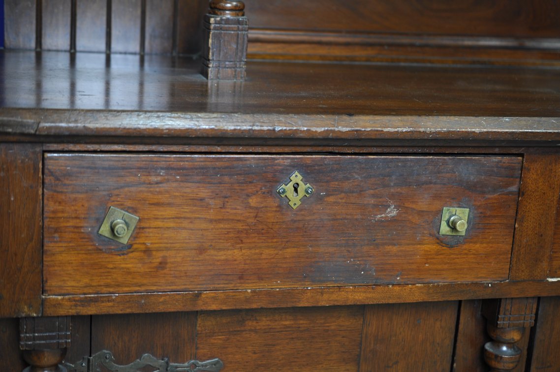 Vintage Wooden Sideboard with Decorative Tile Insets, photo 17 of 33