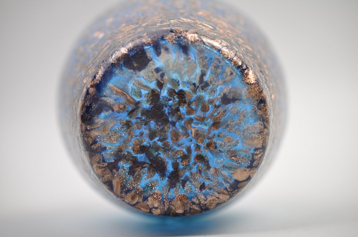 Dale Tiffany Turquoise & Copper Glass Vase, photo 10 of 12