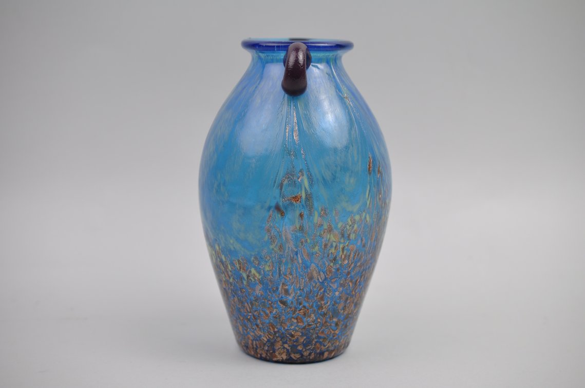 Dale Tiffany Turquoise & Copper Glass Vase, photo 9 of 12