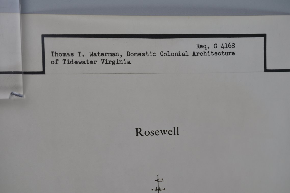 Virginia's Roswell Plantation Blueprints and Photos, photo 12 of 16