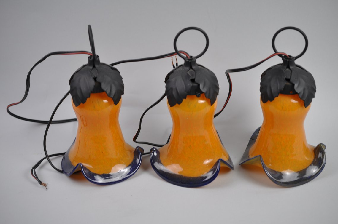 Art Deco Iron Floor Lamps w/ Orange Glass, photo 30 of 34