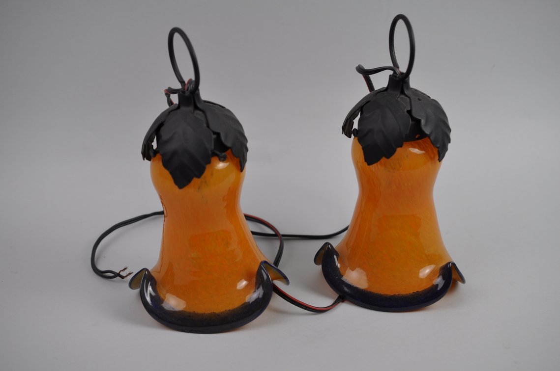 Art Deco Iron Floor Lamps w/ Orange Glass, photo 31 of 34
