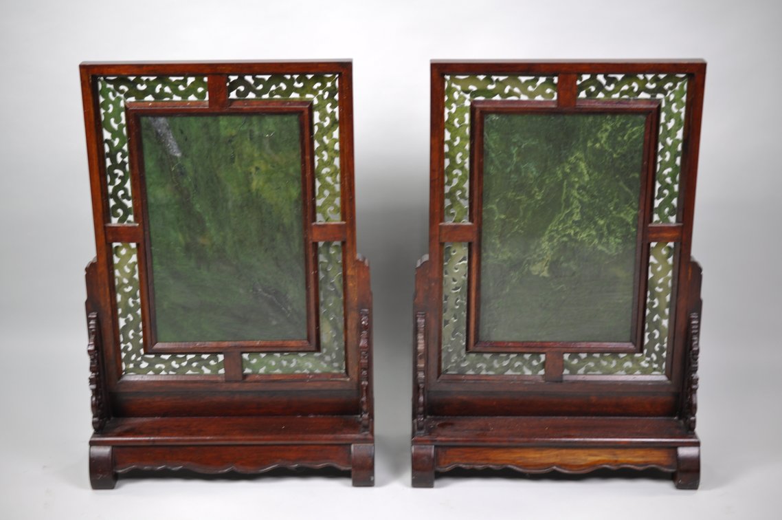 Jade Table Screens w/ Wood Frames, photo 24 of 32