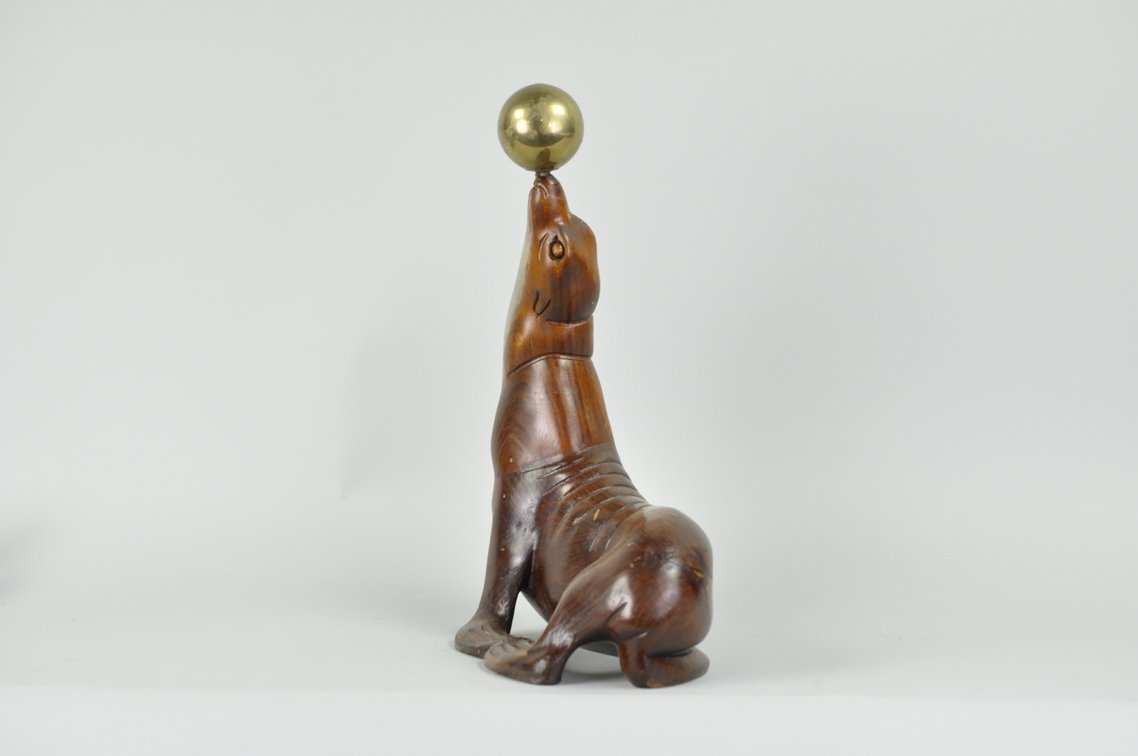 Seal, Cherub, and Signed Duck Decoy Wood Sculptures, photo 14 of 15