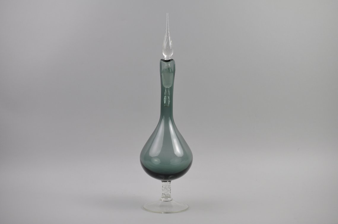 Italian Glass Decanter w/ Flame Stopper, photo 4 of 14