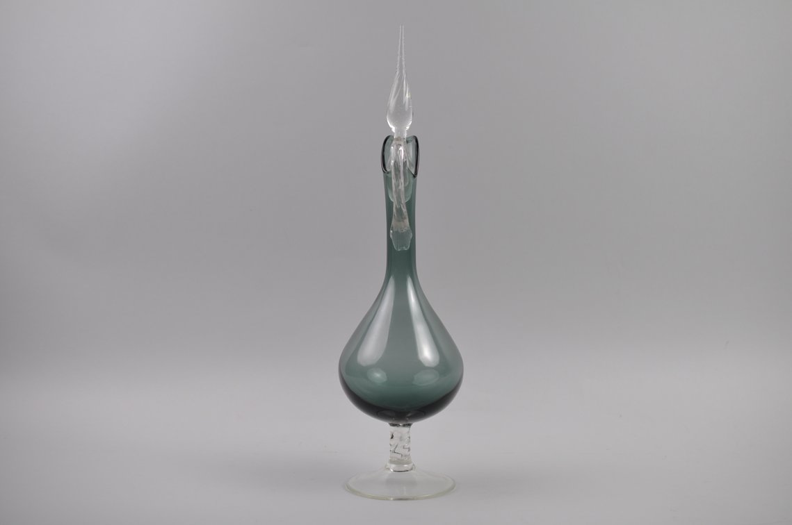 Italian Glass Decanter w/ Flame Stopper, photo 2 of 14
