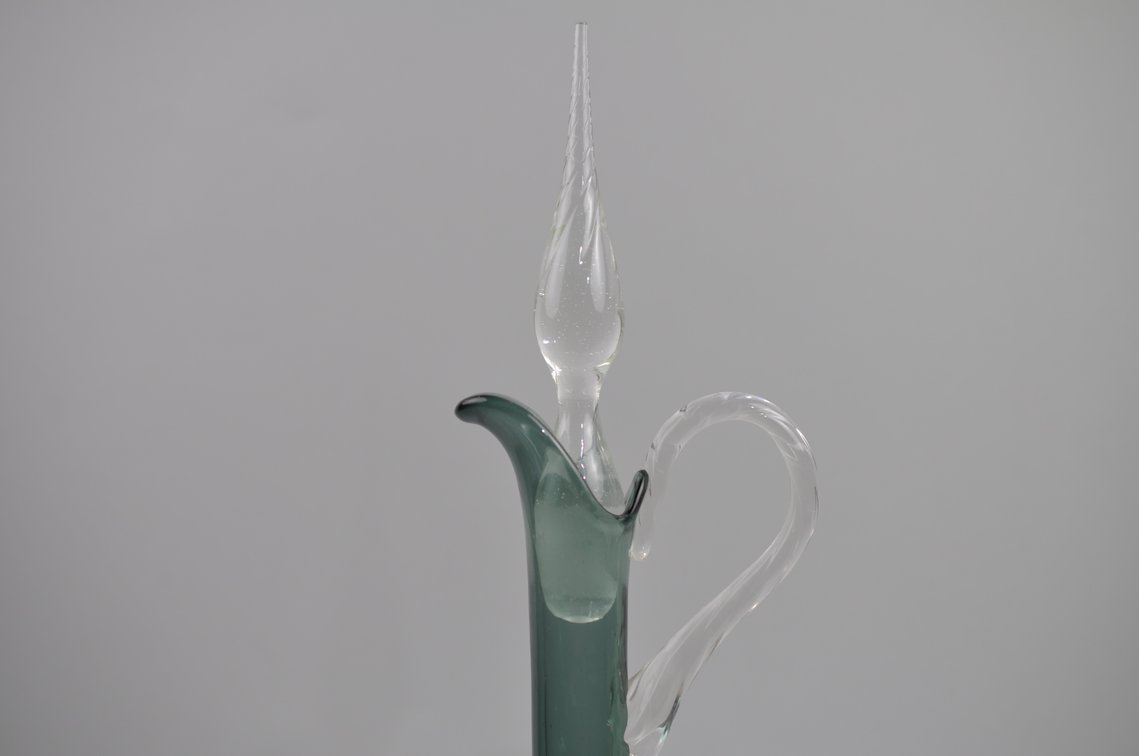 Italian Glass Decanter w/ Flame Stopper, photo 5 of 14