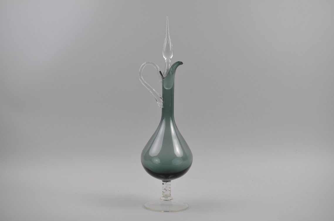 Italian Glass Decanter w/ Flame Stopper, photo 3 of 14