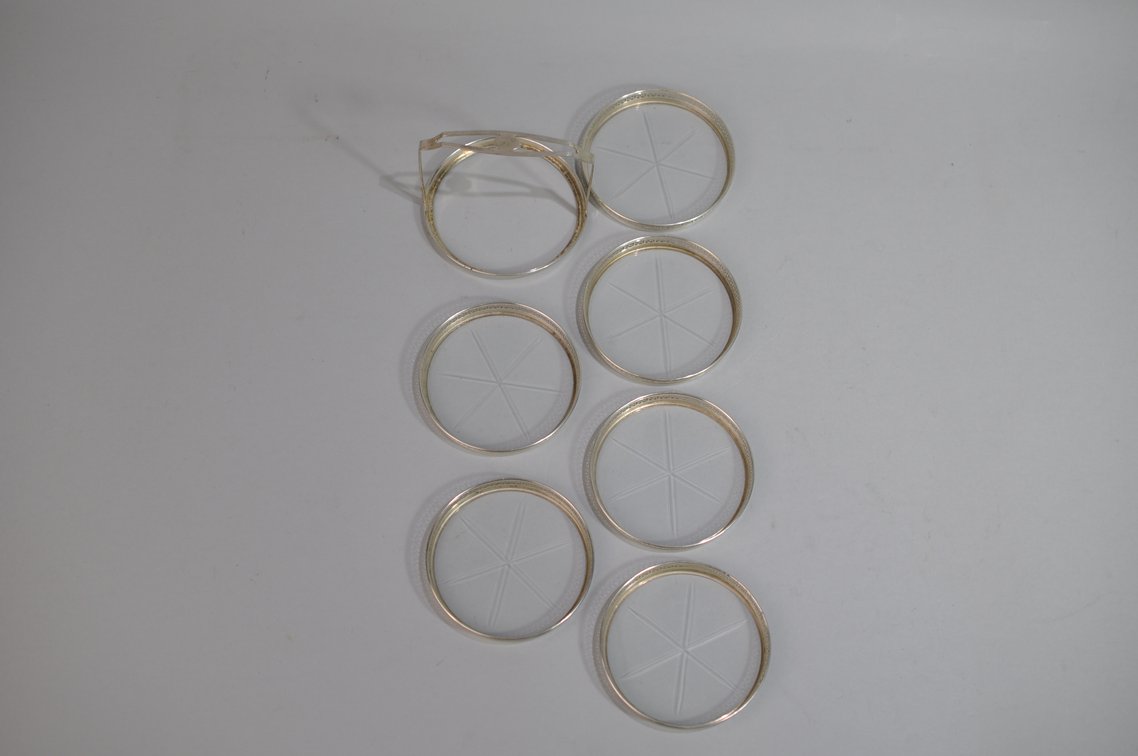 Etched Glass & Sterling Coasters/Candy Dishes, photo 2 of 17