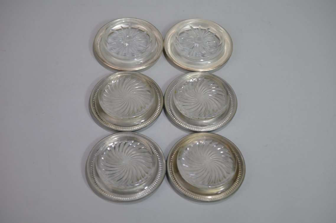 Etched Glass & Sterling Coasters/Candy Dishes, photo 15 of 17