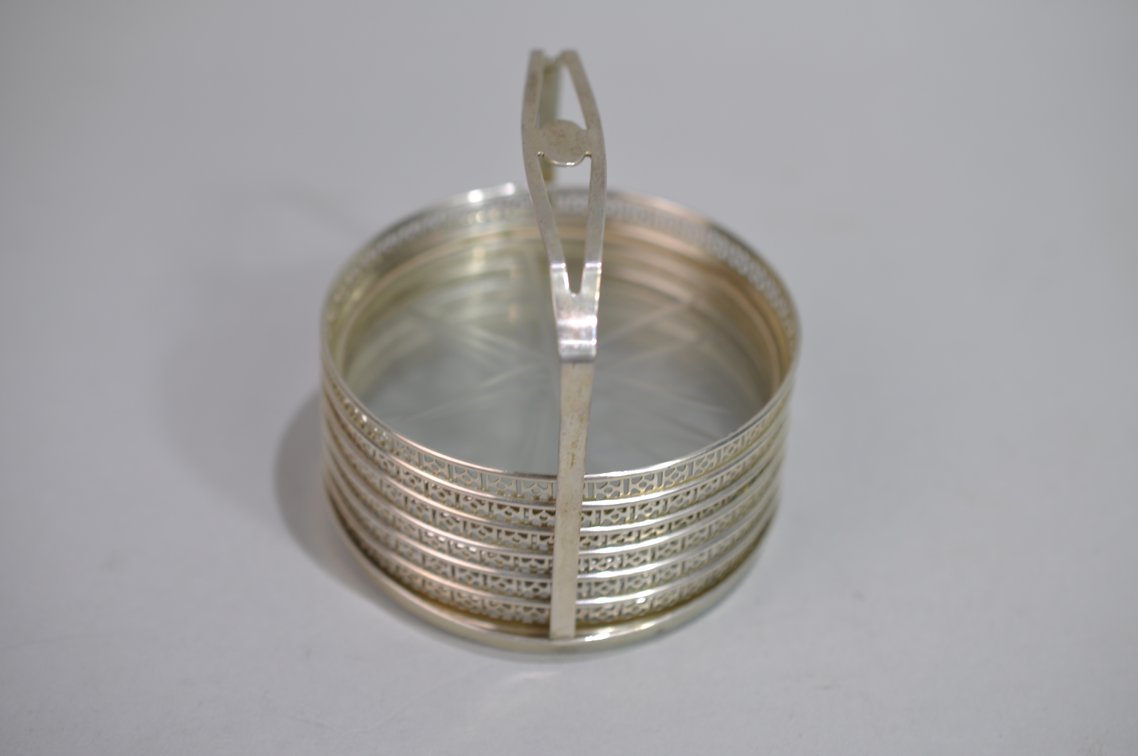 Etched Glass & Sterling Coasters/Candy Dishes, photo 4 of 17