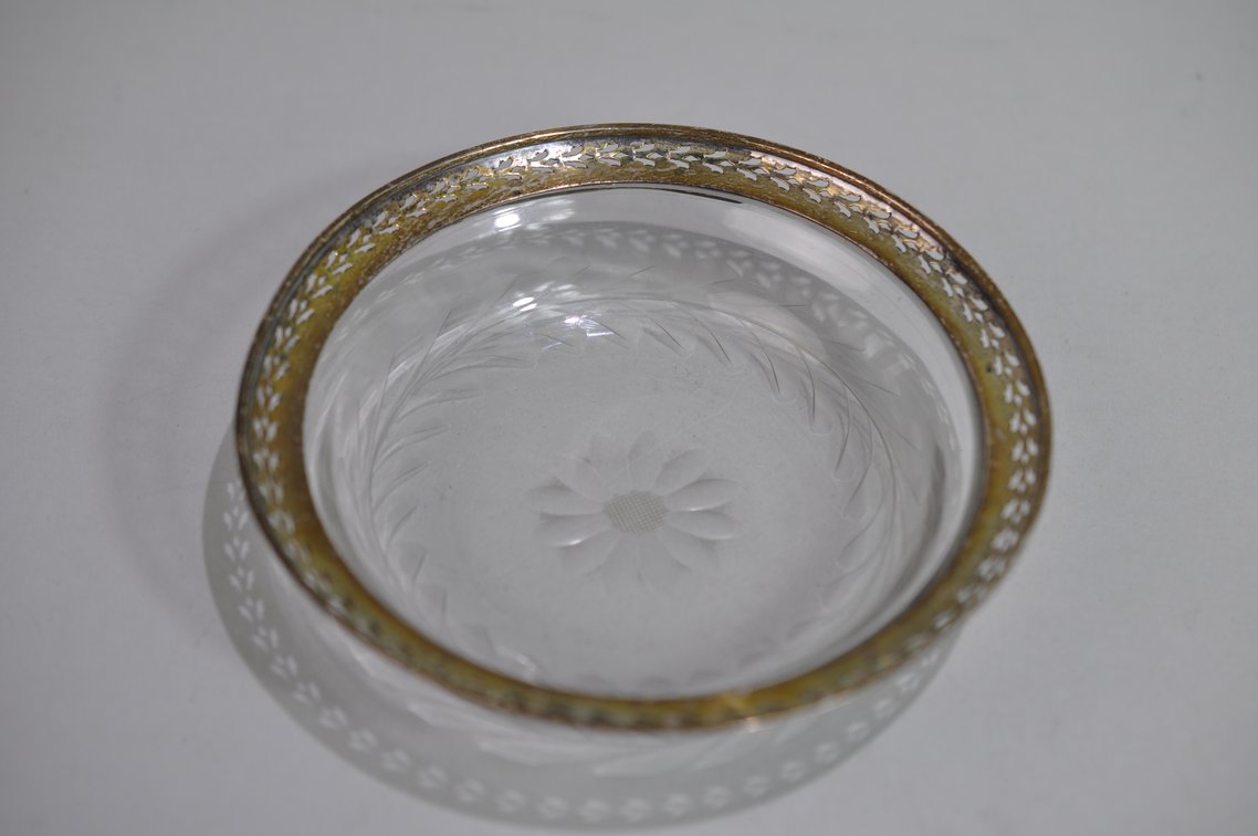 Etched Glass & Sterling Coasters/Candy Dishes, photo 10 of 17