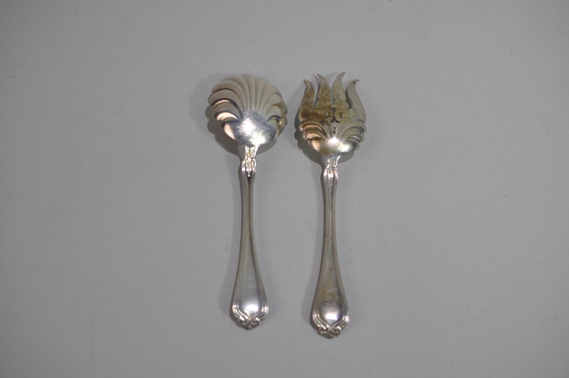 Alvin Sterling Silver Serving Fork and Spoon, photo 2 of 7