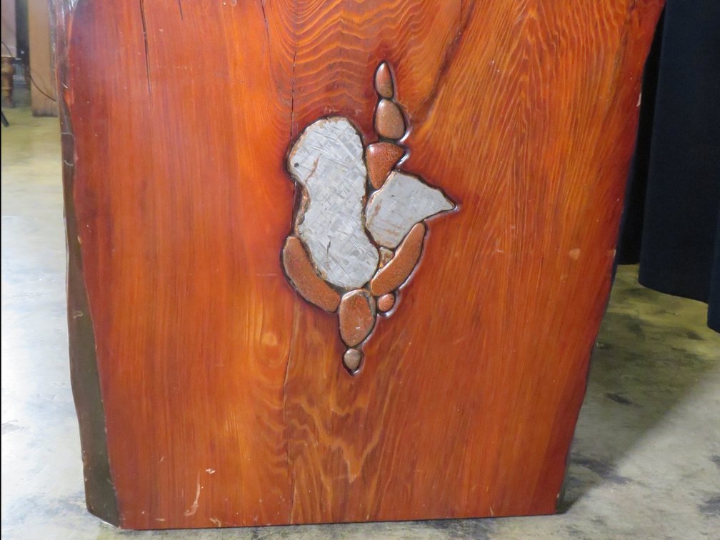 Joni Hamari Dinosaur Bone and Meteor Inlaid Redwood Table, photo 15 of 19