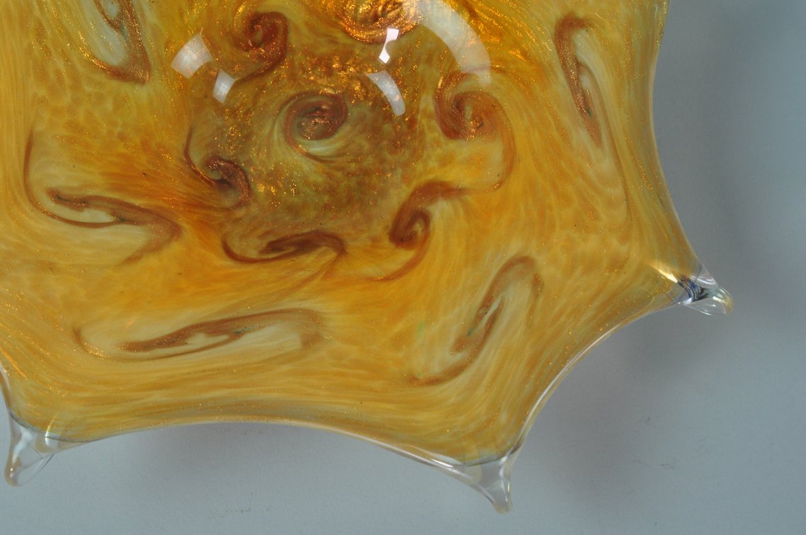 Murano Glass Candy Dish w/ Golden Swirl, photo 7 of 16
