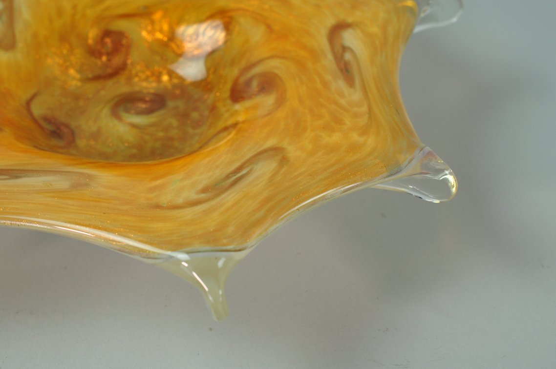 Murano Glass Candy Dish w/ Golden Swirl, photo 10 of 16