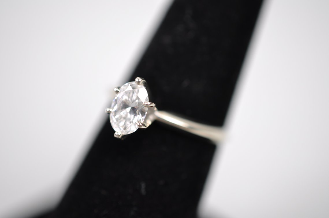 14K Oval Cut Diamond Engagement Ring, photo 3 of 8