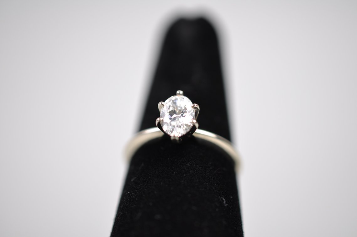 14K Oval Cut Diamond Engagement Ring, photo 2 of 8