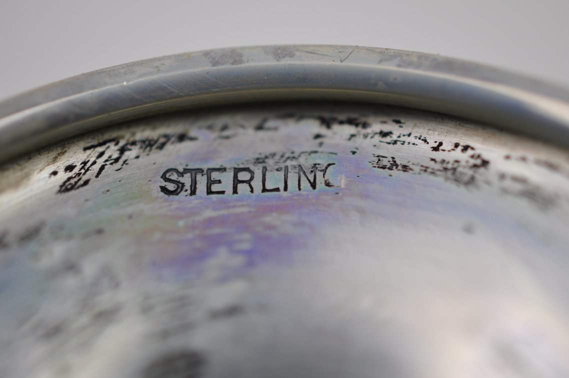 Sterling Silver Salt Cellars w/Blue Inserts, photo 15 of 29