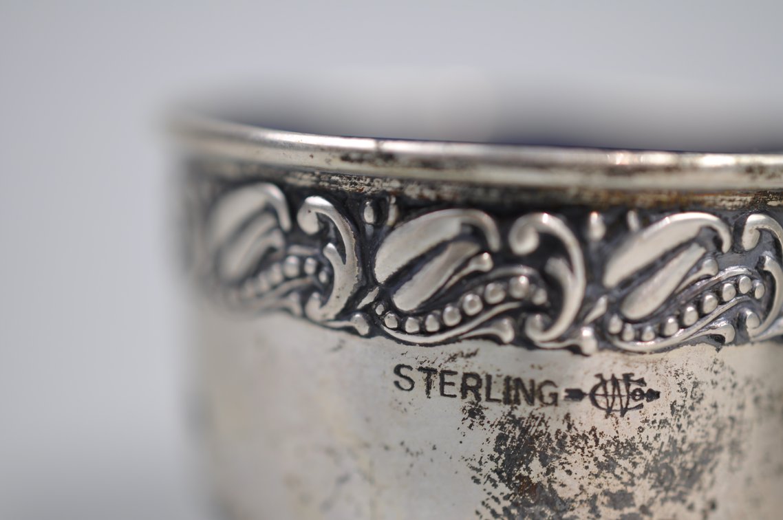 Sterling Silver Salt Cellars w/Blue Inserts, photo 19 of 29