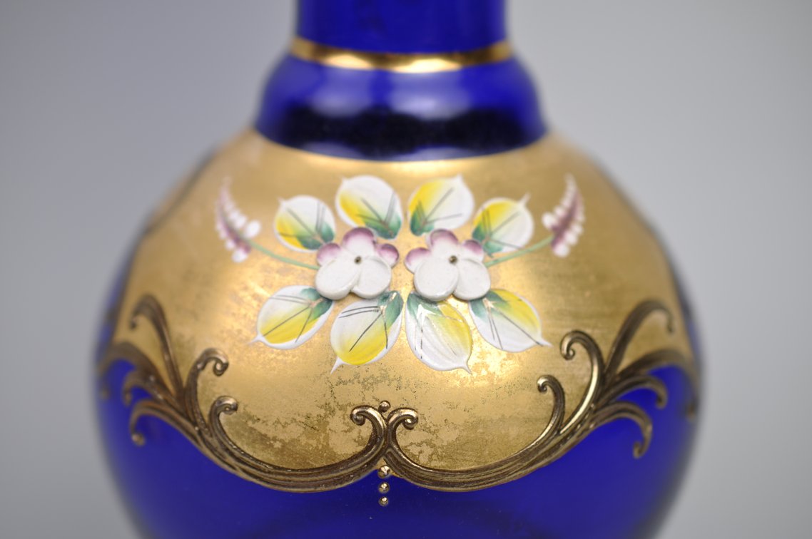 Bohemian Czech Cobalt Vase and Canister, photo 13 of 17