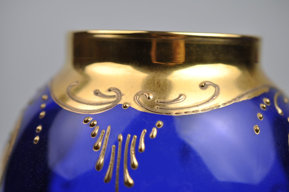 Bohemian Czech Cobalt Vase and Canister, photo 9 of 17