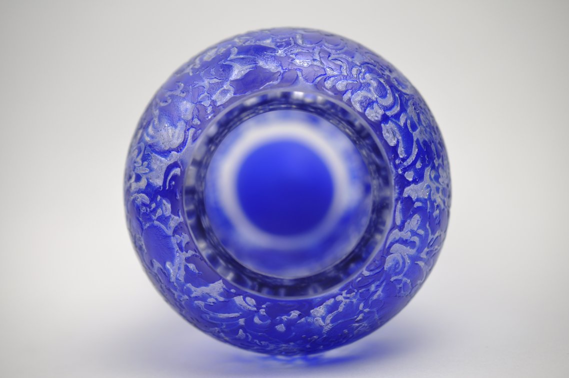 Cameo Etched Cobalt Vase, photo 10 of 13