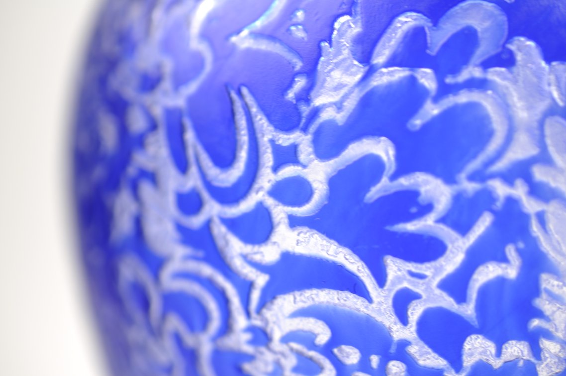 Cameo Etched Cobalt Vase, photo 13 of 13