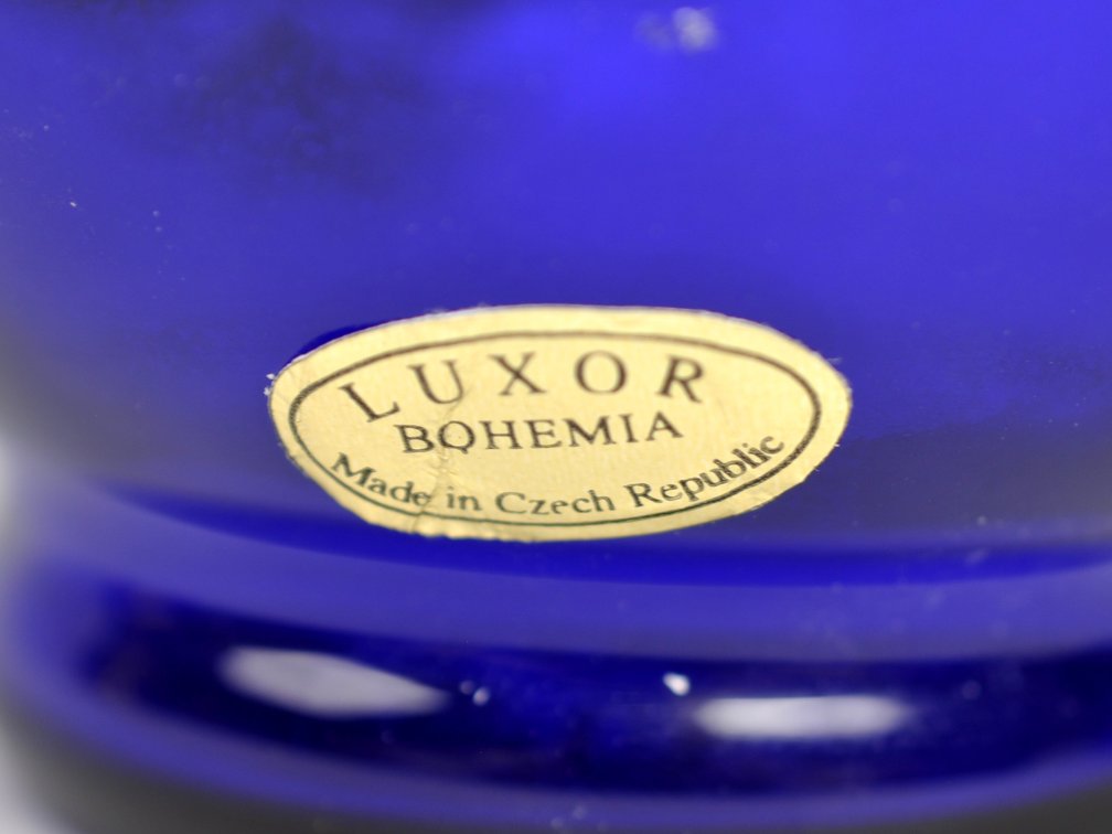Bohemian Czech Cobalt Vase and Canister, photo 14 of 17